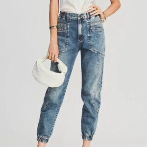 Retrofete Myla Denim Jogger Pants Size 30 Medium Wash Jeans High Rise Casual